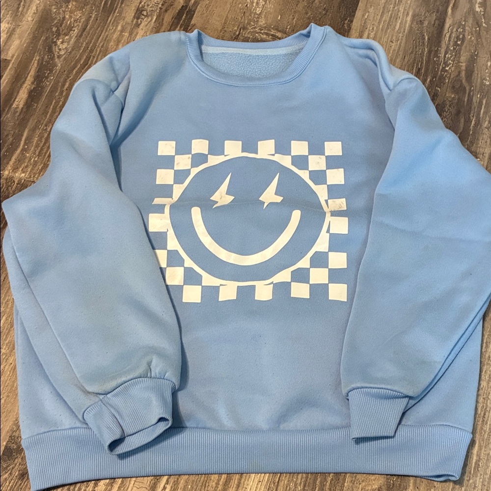 Blue Smiley Face Sweater